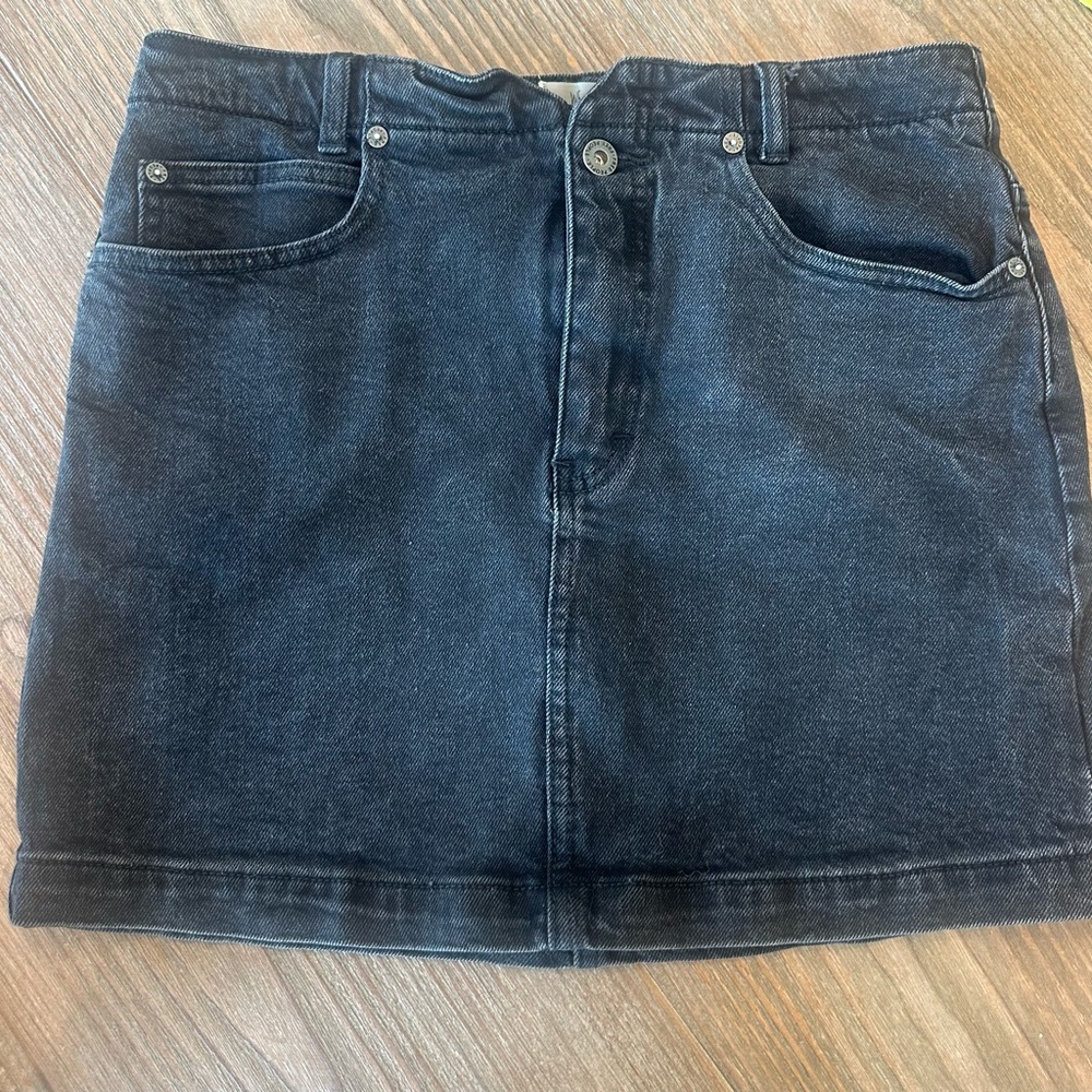 Free People Black Denim Skirt